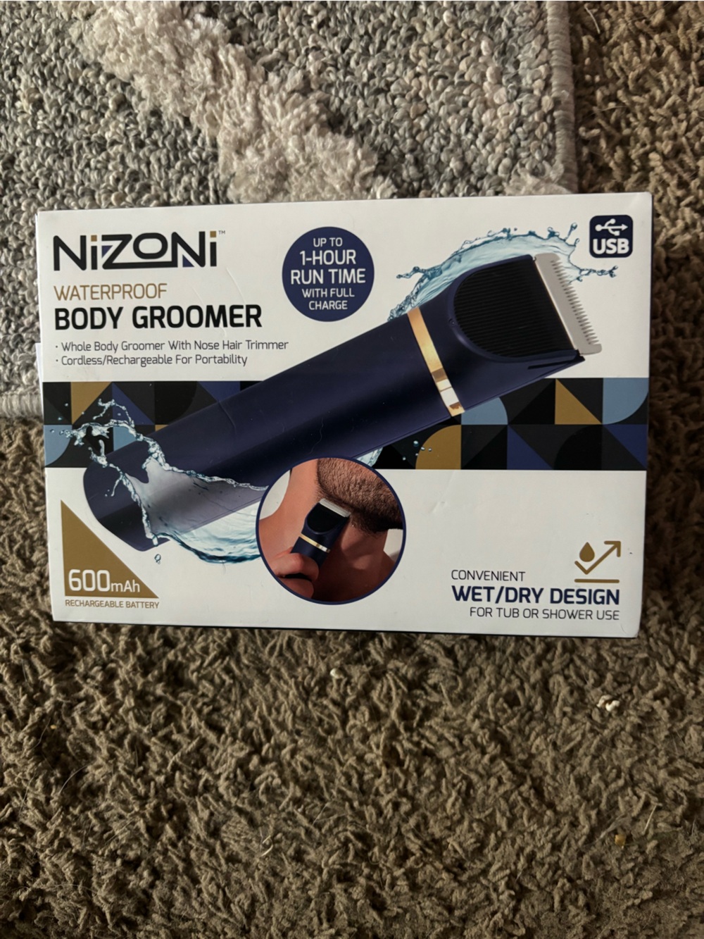 Waterproof Body Groomer — Navy with Gold Accent
